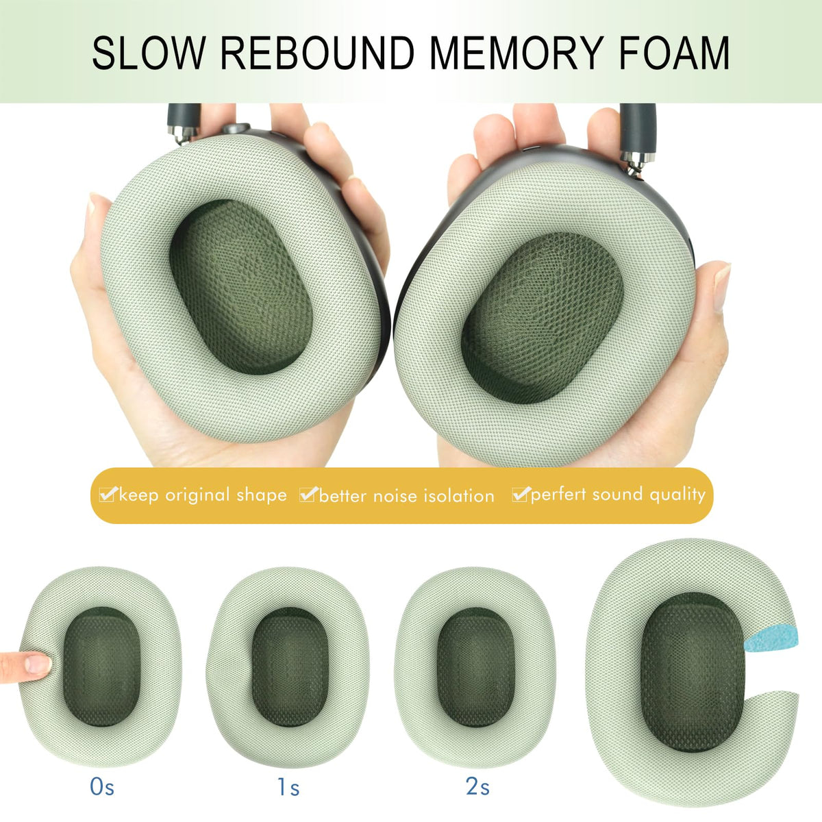 GEVO ear pads installed on AirPods Max showing restored seal and comfort