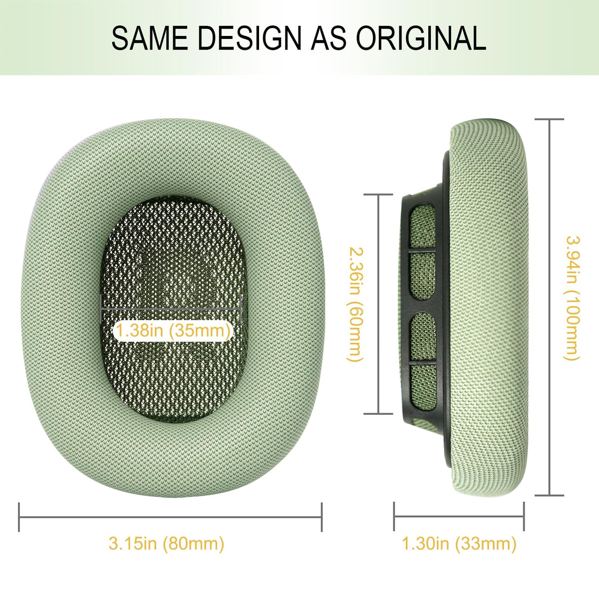 GEVO ear pad size comparison with hand to display scale and fit