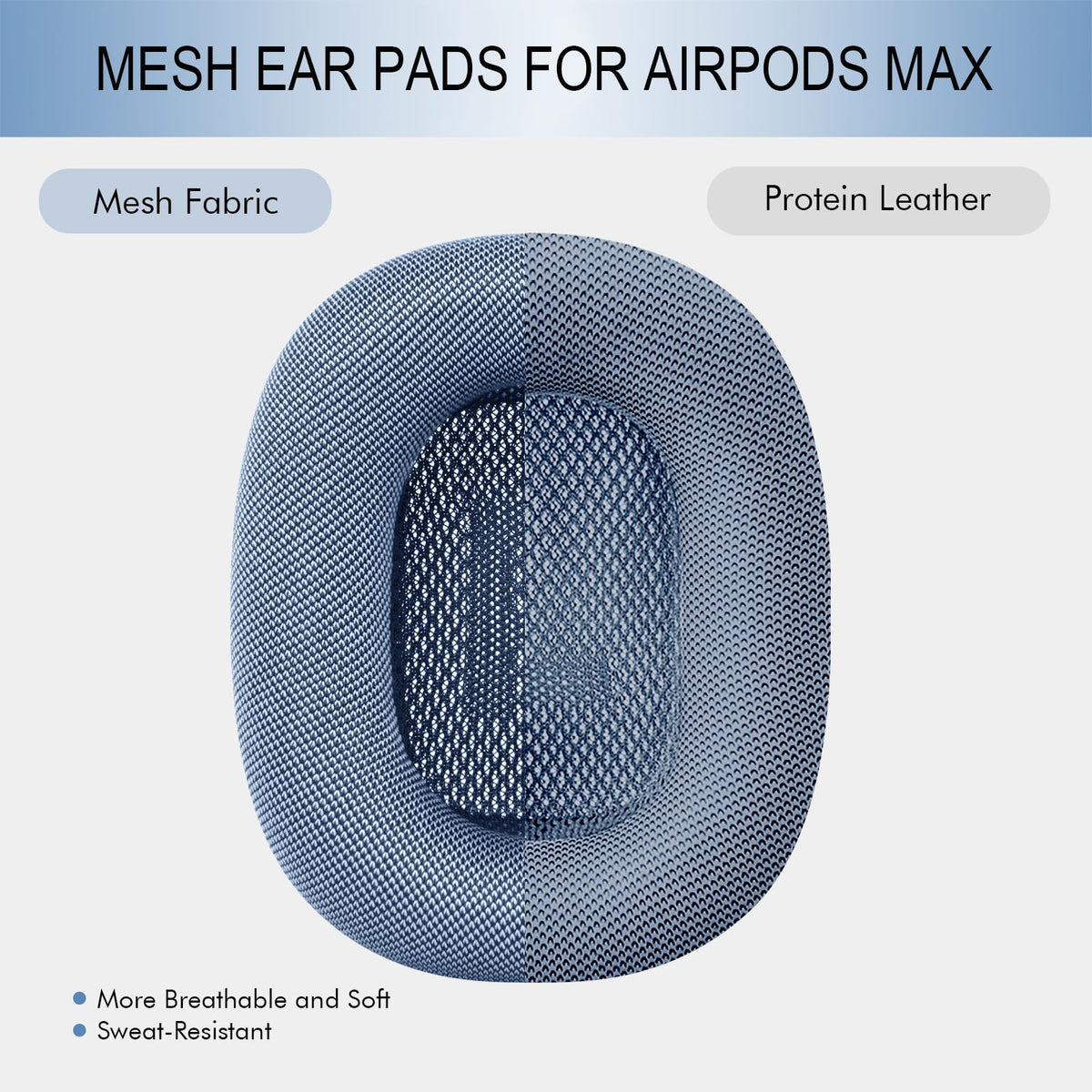 GEVO ear pads sky blue breathable mesh fabric texture