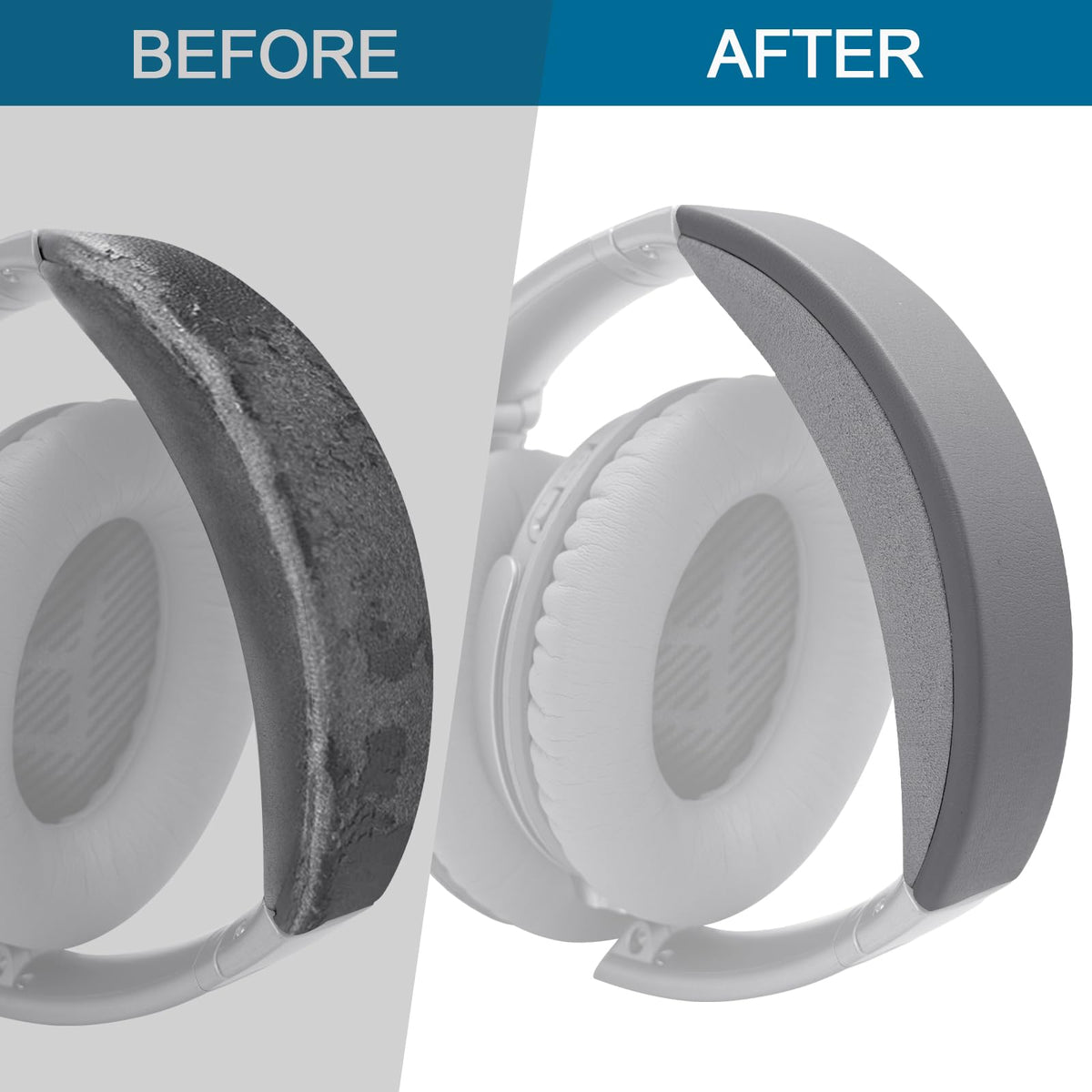 GEVO headband installed on Bose QC45 side view demonstrating restored fit and look