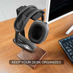 GEVO stand in office scene demonstrates compatibility with gaming headsets.