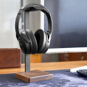 GEVO Headphone Stand pairs with Sony, Bose, and gaming headsets for tidy setups.