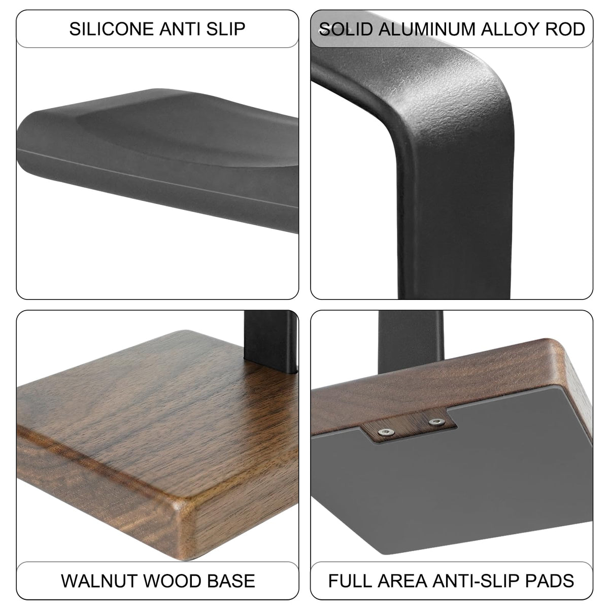 GEVO stand top with silicone sleeve protects headsets from scratches during placement.