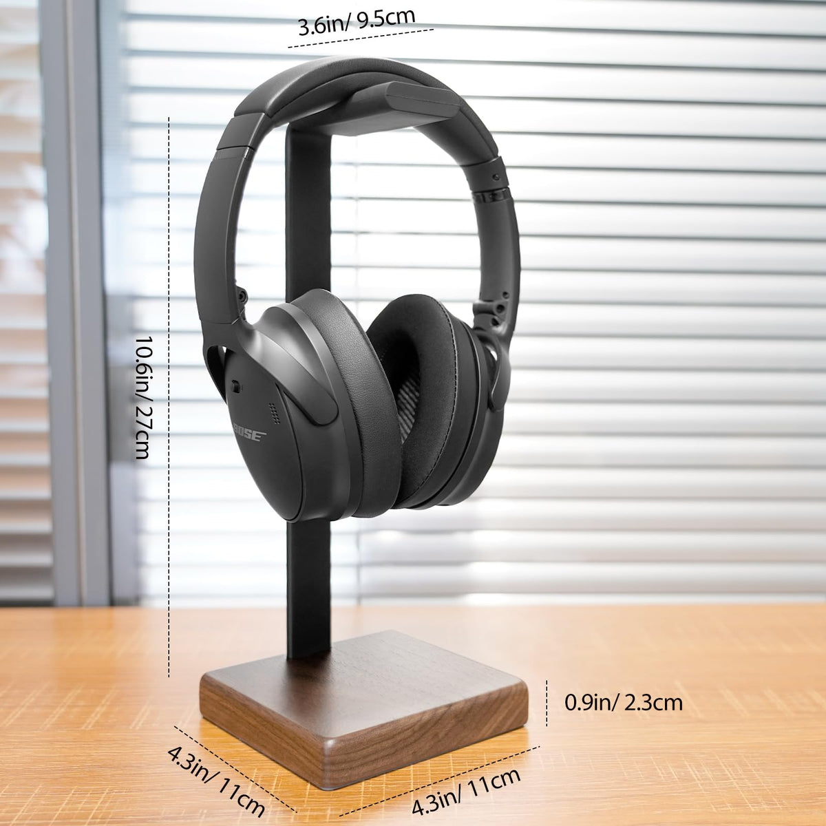 GEVO Headphone Stand uses eco-friendly wax oil finish for natural wood texture.