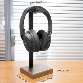 GEVO Headphone Stand uses eco-friendly wax oil finish for natural wood texture.
