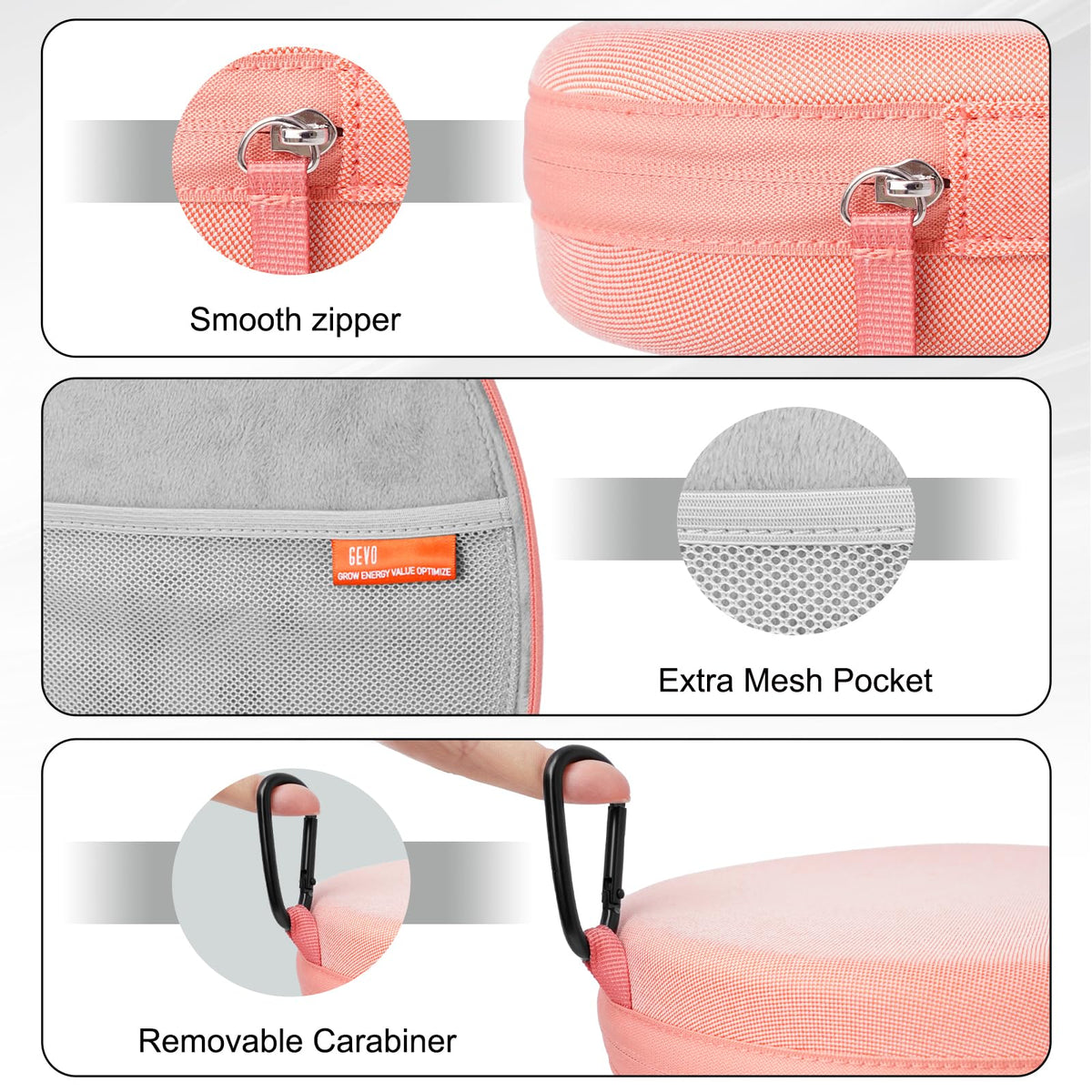 GEVO AirPods Max seated inside case for snug, travel-safe fit