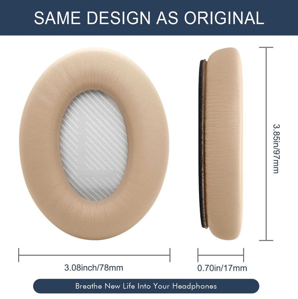 GEVO earpads mounted on Bose headphones illustrating restored appearance