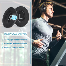 GEVO QC45 ear pad soft fabric closeup highlighting breathable material