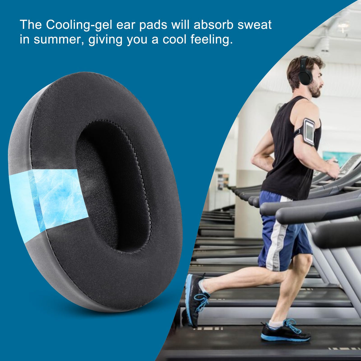 GEVO earpads beside ruler showing exact size and compatible fit