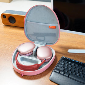 GEVO case in travel bag on a café table for convenient portability