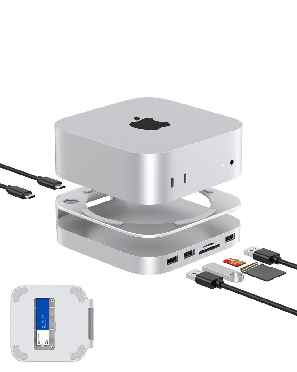 GEWOKLIY Mac mini M4 Dock front view with expanded ports for a clean workstation