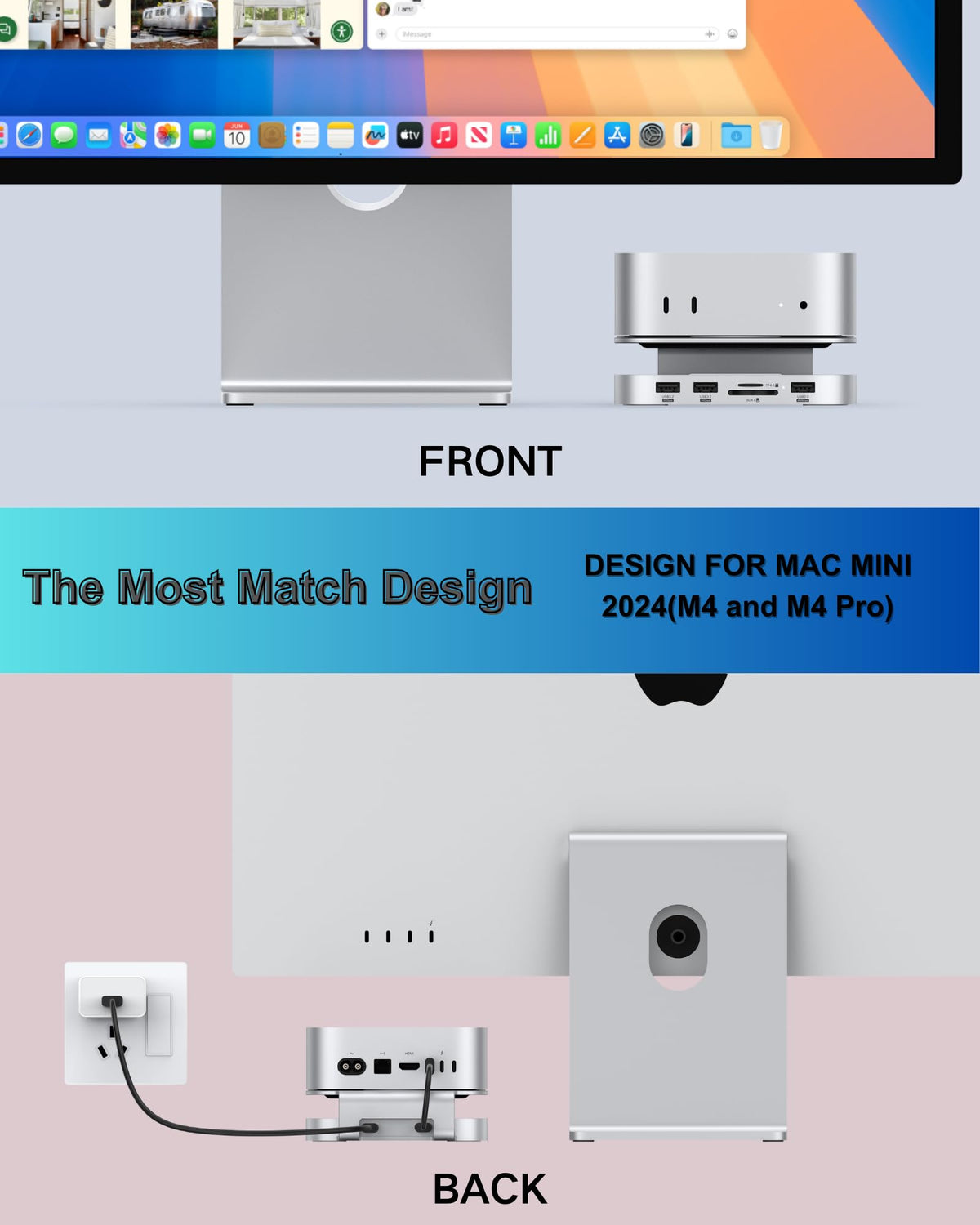 GEWOKLIY Mac mini M4 Dock in use on a tidy desk