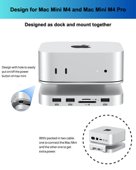 GEWOKLIY Mac mini M4 Dock side ports for easy peripheral access