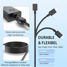 GEYUTOTE charger plugged into Dell laptop showing fast charging convenience at desk