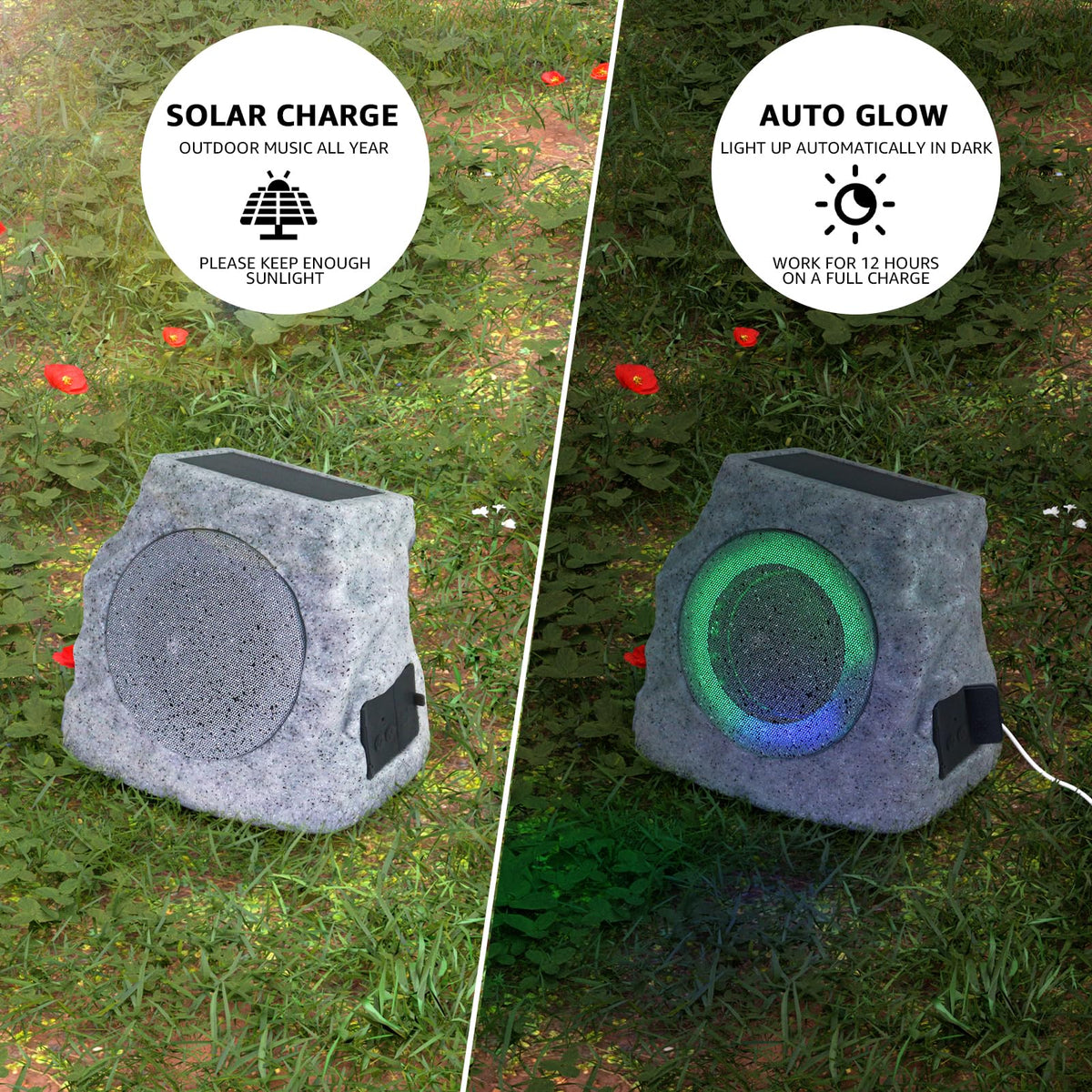 GGII IP44 water-resistant rock speakers resist rain and splashes.