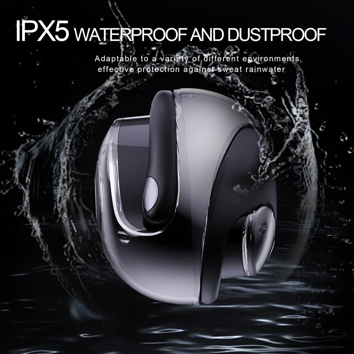 GGSTOPWATER earbuds worn by runner showing situational awareness and safety