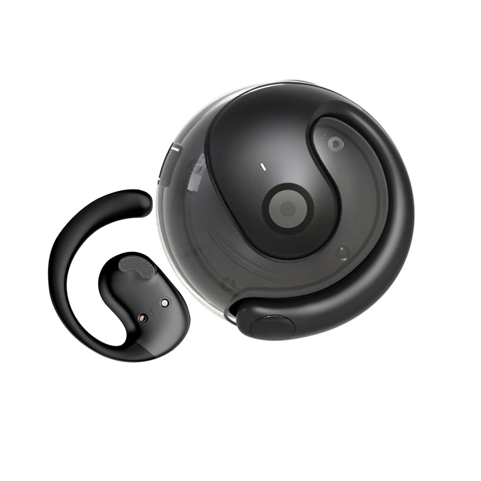 GGSTOPWATER front view of open ear headphones highlighting lightweight design and comfort