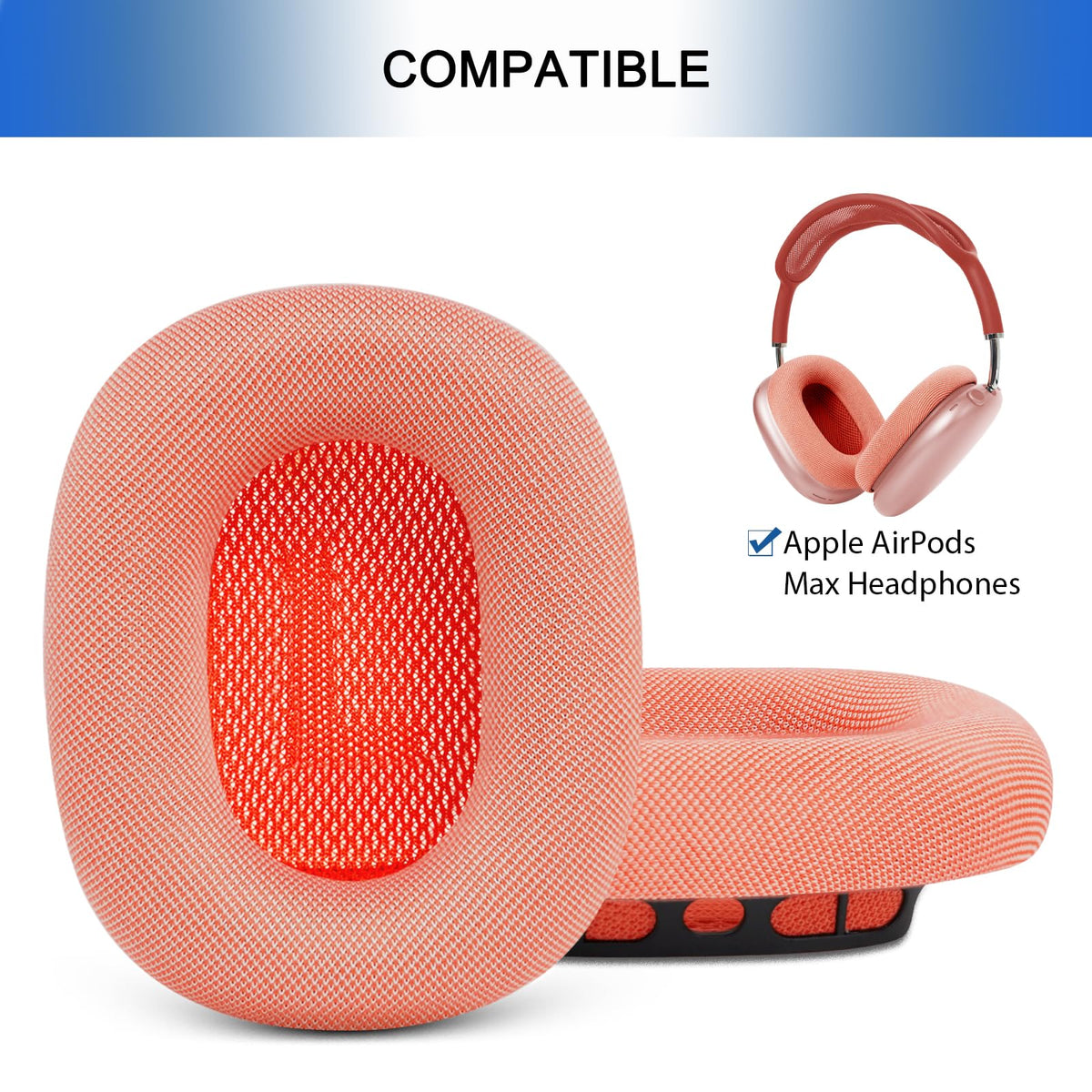 GGVOEARS cushions showing silicone gel beneath mesh for noise isolation and comfort.