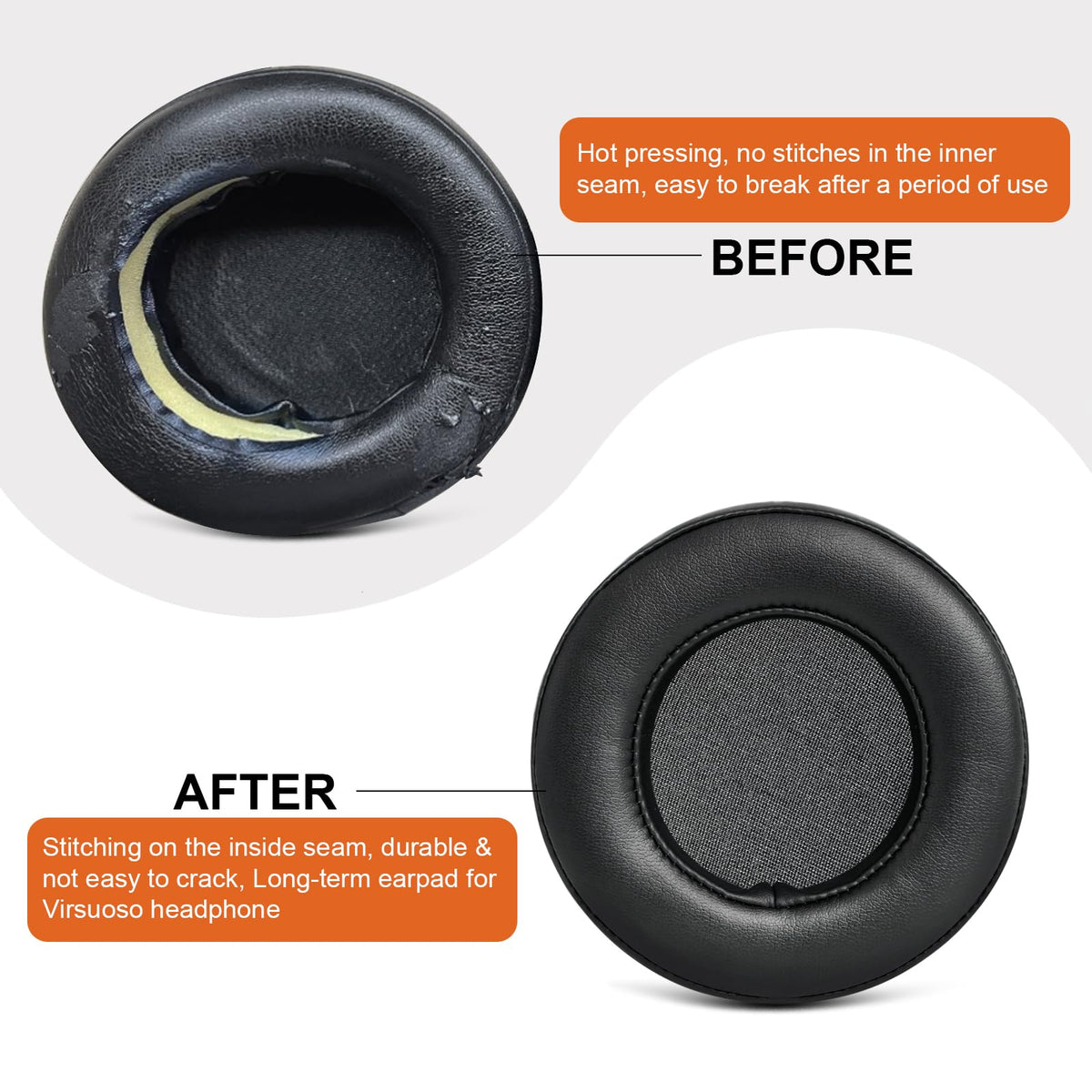 GGVOEARS black earpads fitted to Corsair Virtuoso for secure wear
