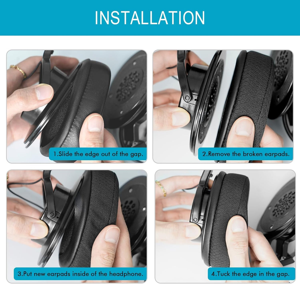 G GVOEARS durable ear pads extend headphone lifespan.