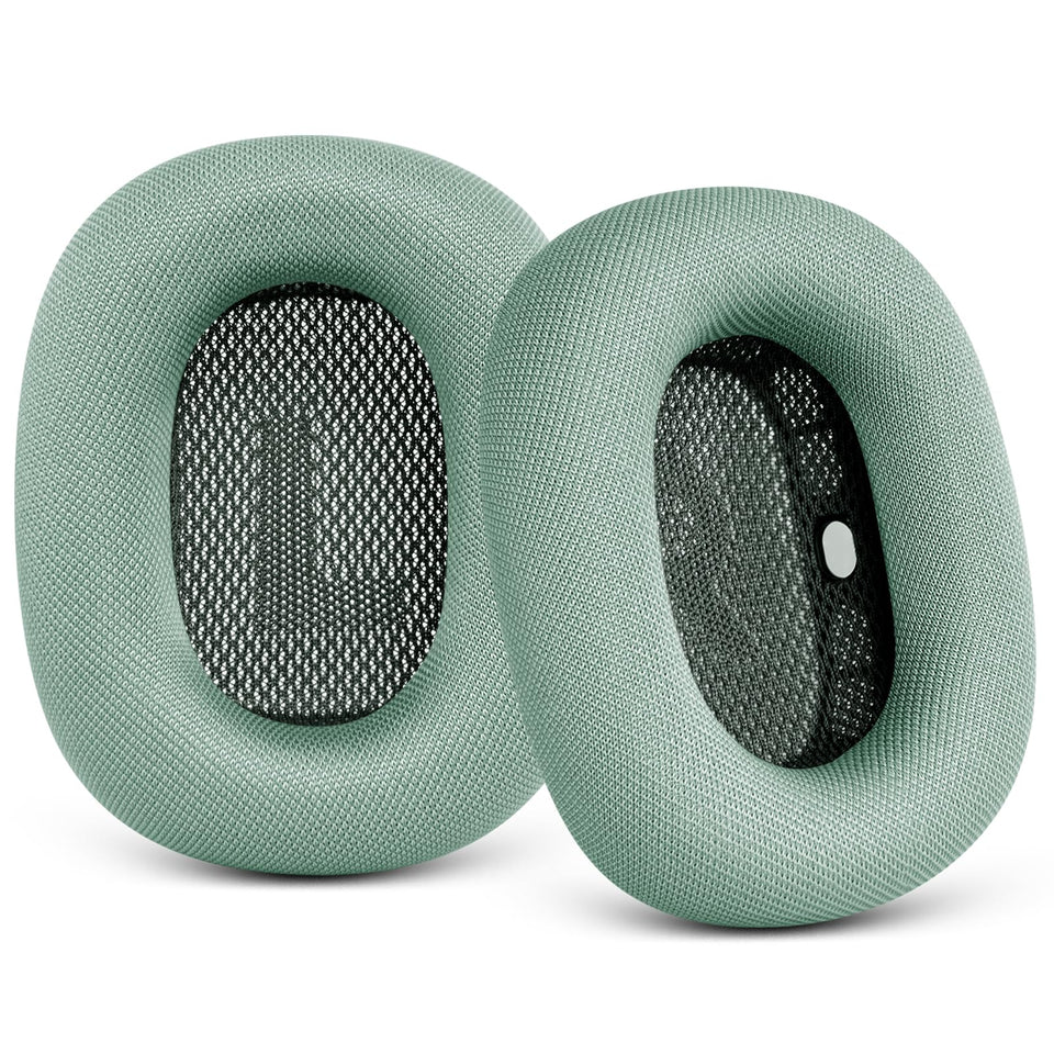 G GVOEARS ear cushions for AirPods Max in green with mesh fabric for enhanced comfort.
