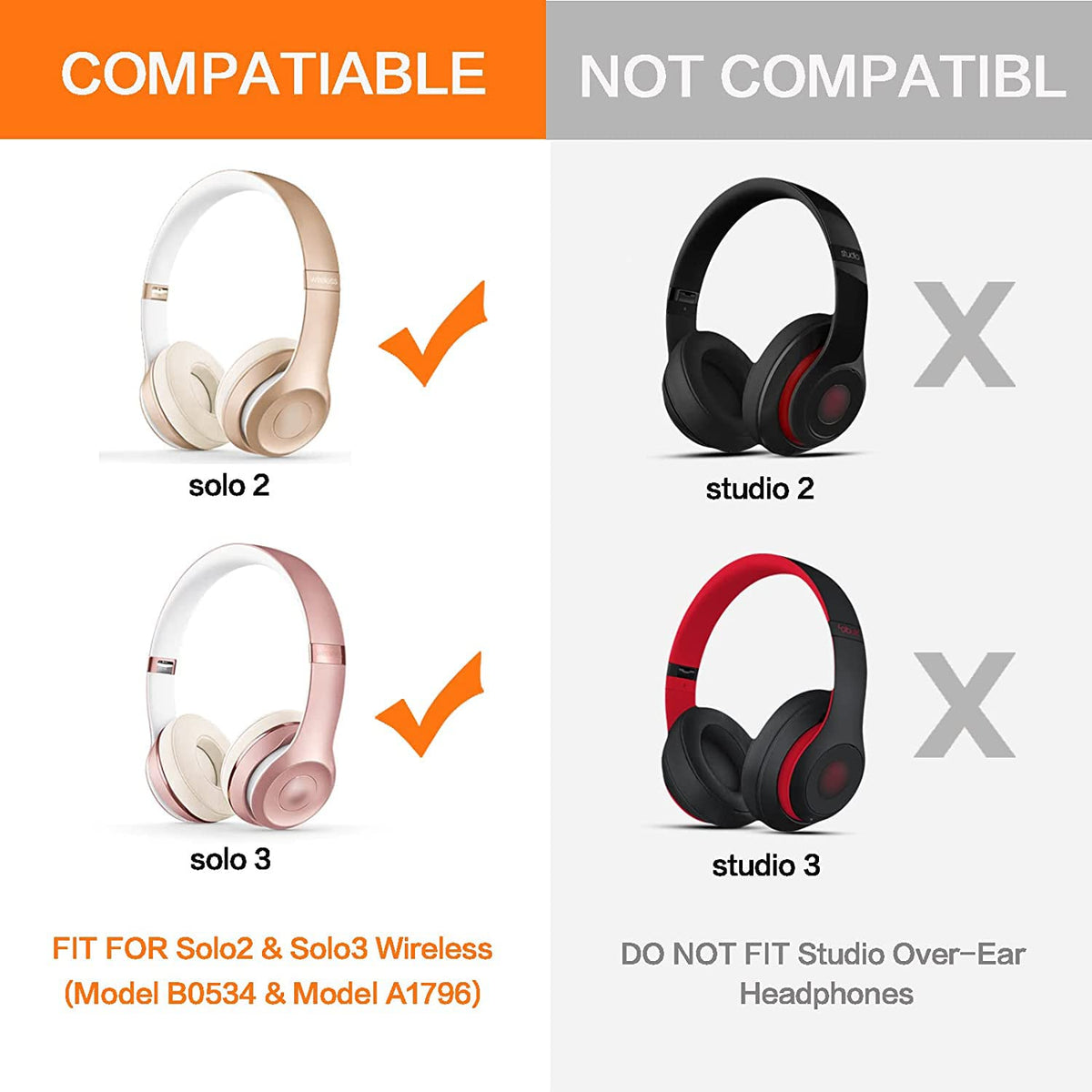 Beats Solo 3 front view with memory foam detail for comfort