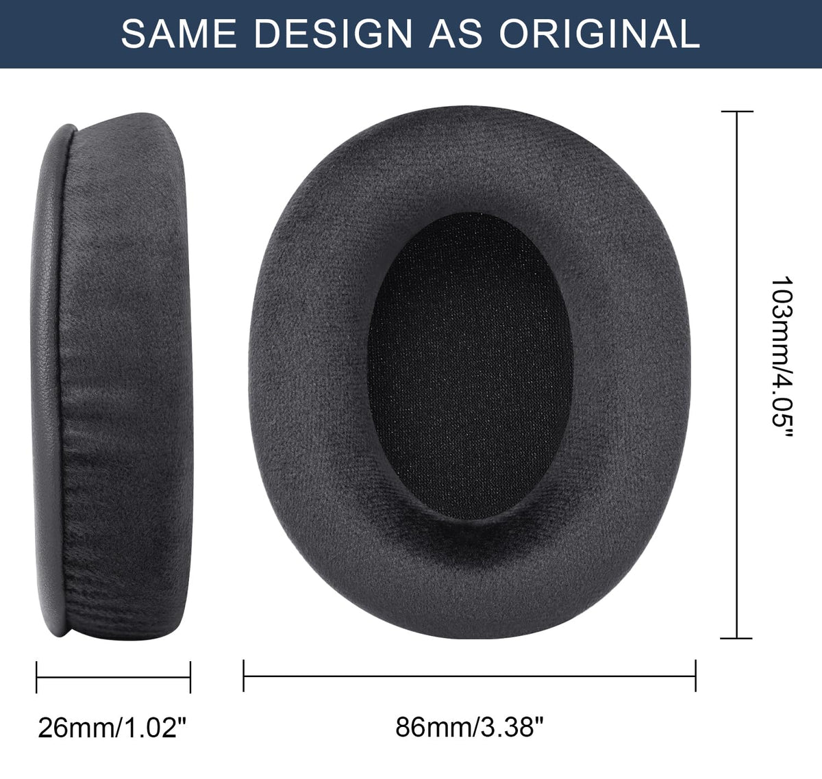 Packaging includes one ear pad pair and a user manual.