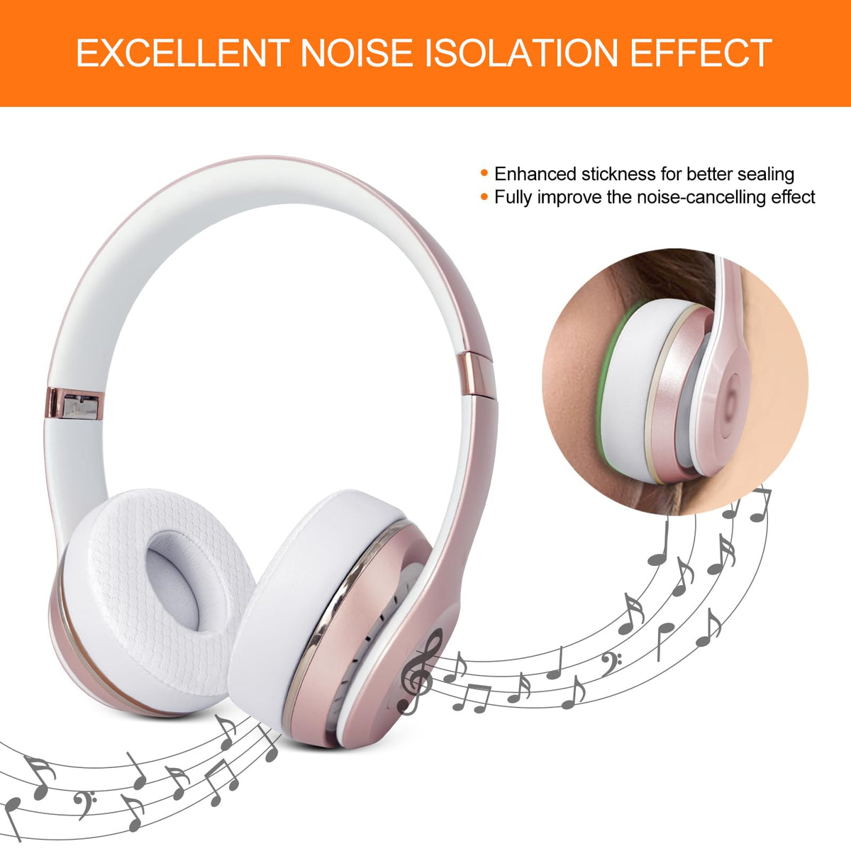 G GVOEARS high-dense memory foam ear pads reduce external noise and improve fit