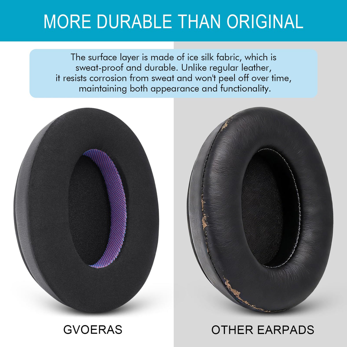 GGVOEARS ICE SILK fabric ear pads offering soft comfort and cooling on extended sessions