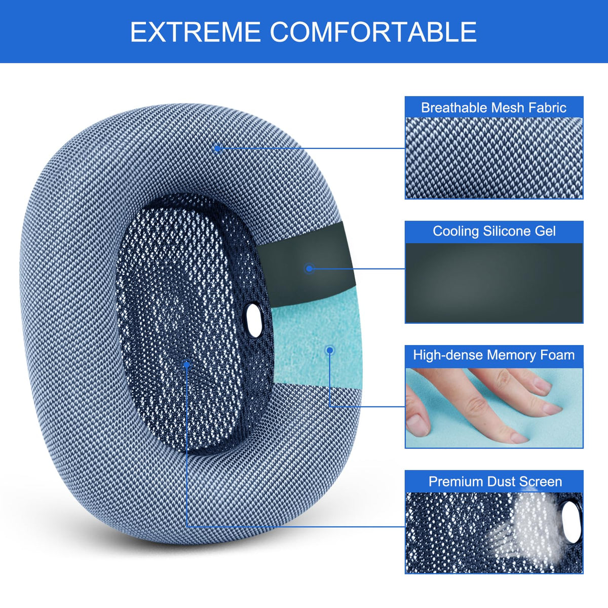 G GVOEARS memory foam padding adapts to ears for plush comfort