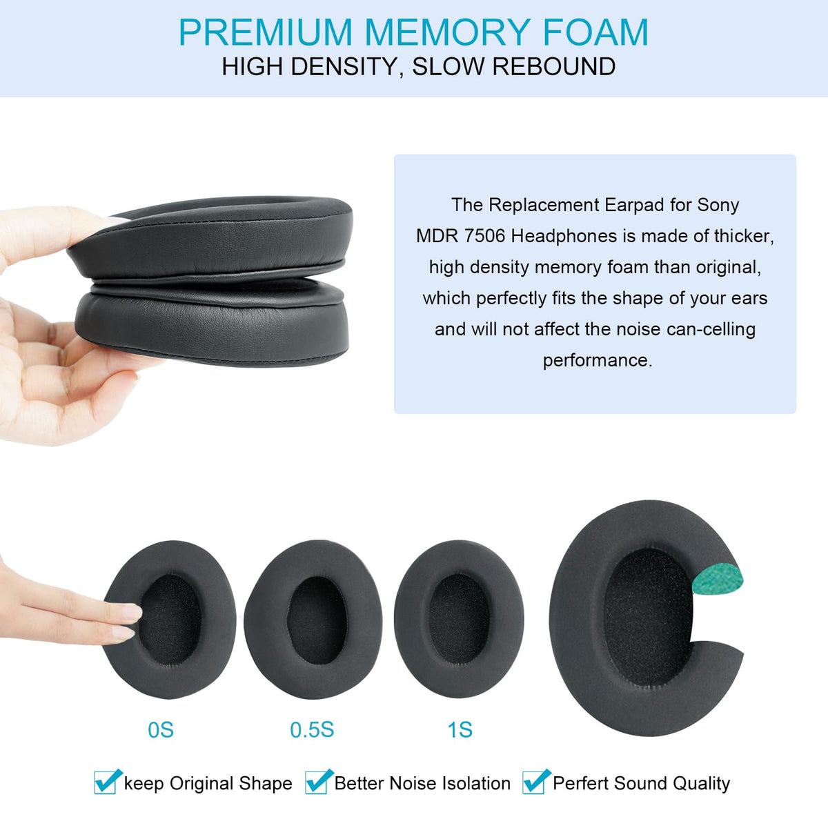 G GVOEARS MDR CD900ST ear pad soft leather cover for premium feel.