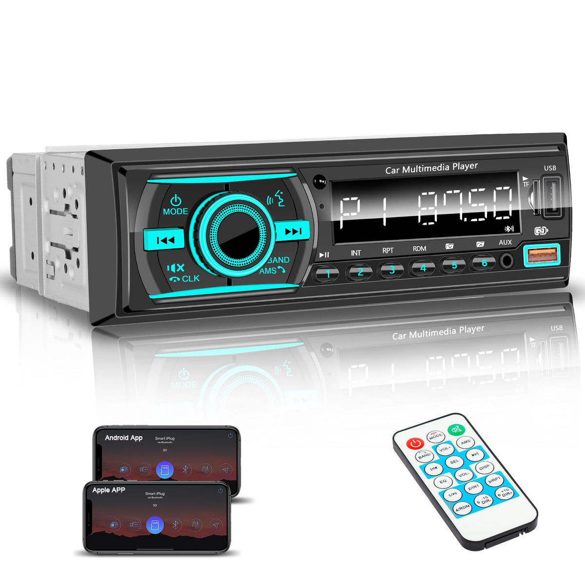 GHIOPMZ car stereo Bluetooth DIN unit ready for installation and hands free calls