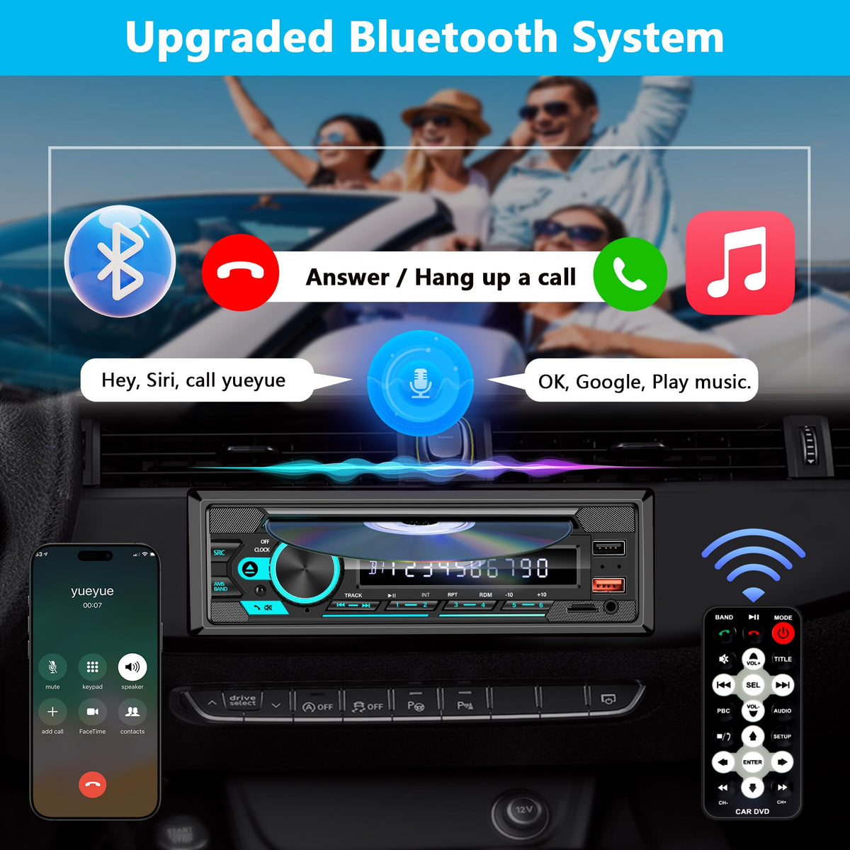 GHIOPMZ Bluetooth hands-free calling for safer road conversations.