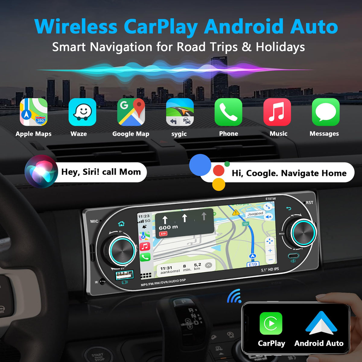 GHIOPMZ closeup of vibrant HD touchscreen improving map and media clarity