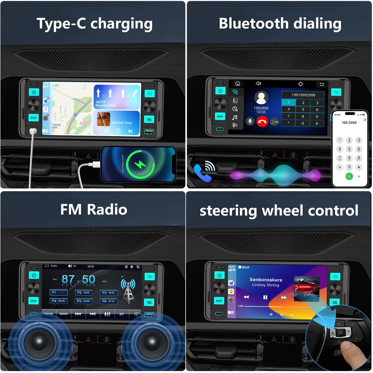 GHIOPMZ displaying wireless Apple CarPlay maps, simplifies smartphone navigation