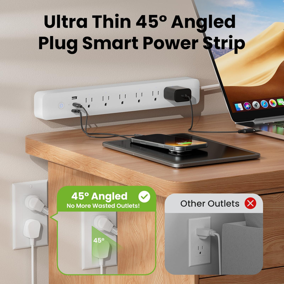 GHome Smart positioned behind TV to reduce clutter and centralize power