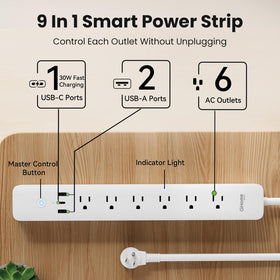 GHome Smart flat plug and 7.18 ft cord for space-saving behind furniture