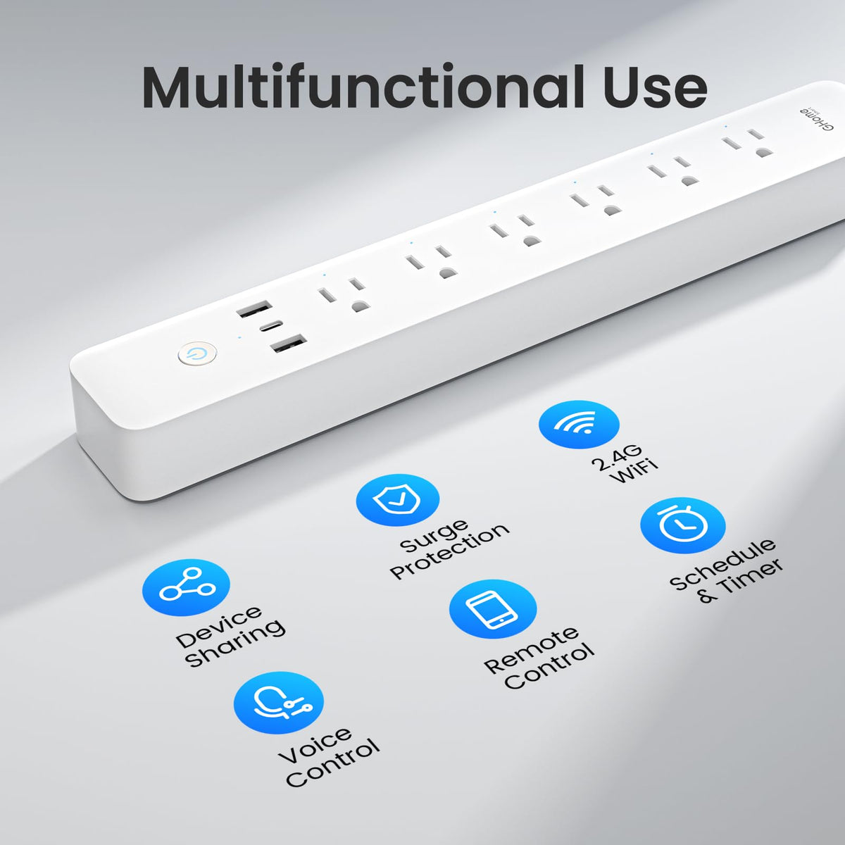 GHome Smart next to a ruler to show compact size and scale for planning