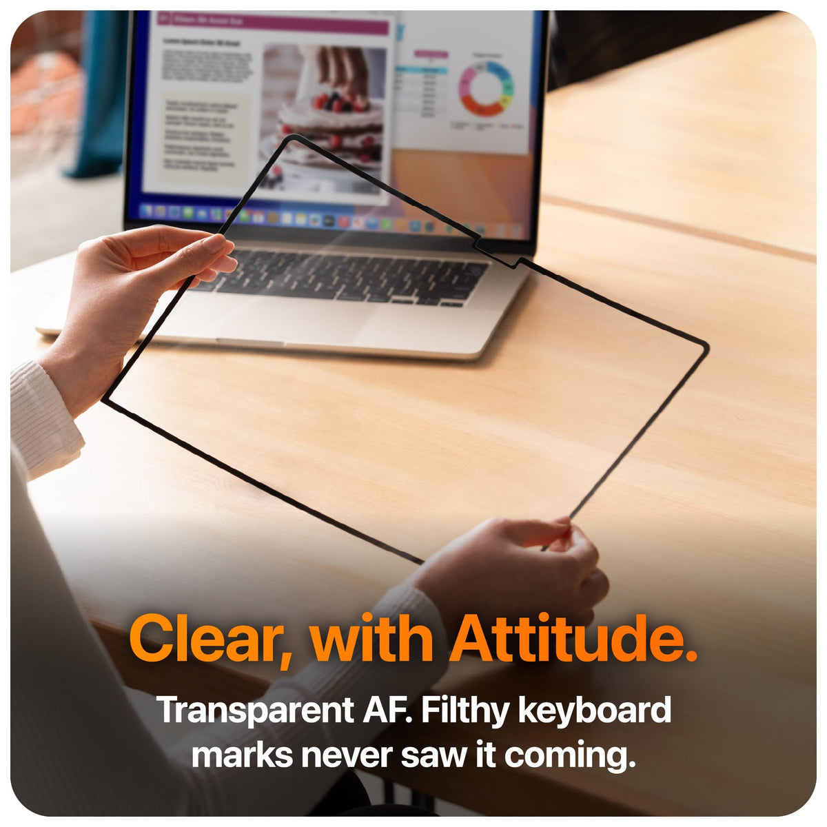 GhostView ultra-thin clear profile blends with the MacBook while providing protection.