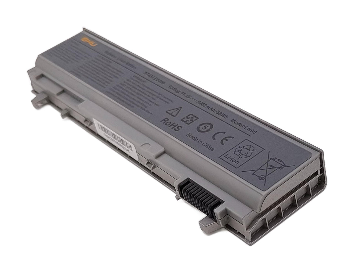 GHU 58Wh 6-cell battery for Dell E6410/E6400, fast charging option.