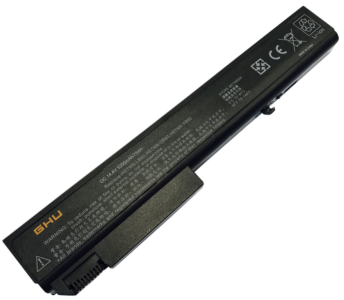 GHU 77Wh battery for HP EliteBook 8540p top view highlights high-capacity performance