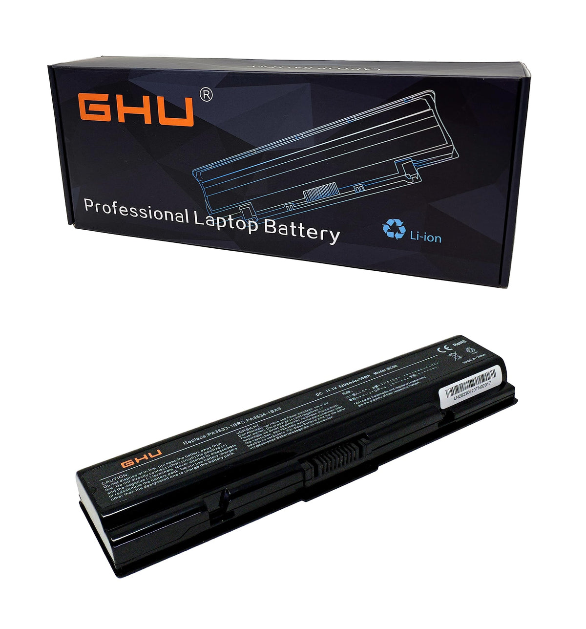 GHU PA3534U-1BRS front view battery powering Toshiba Satellite laptops
