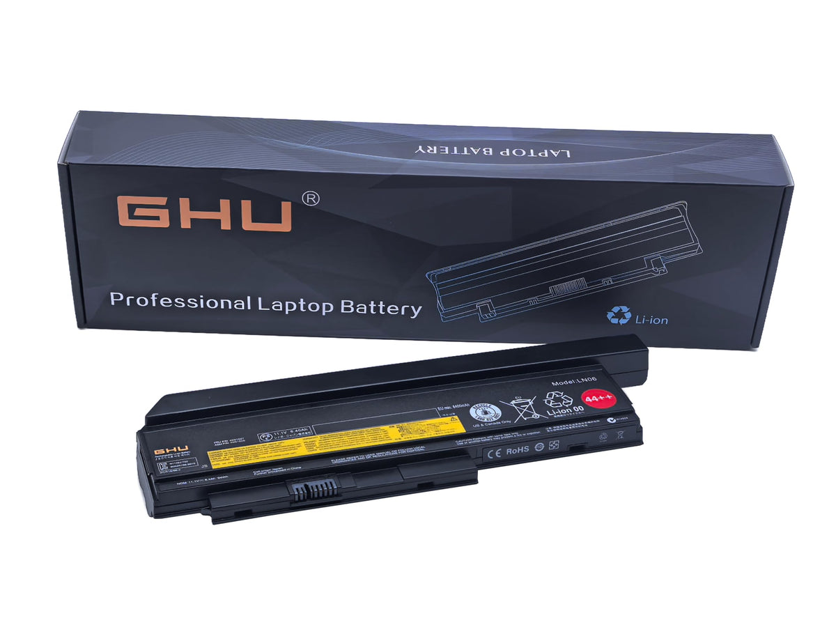 GHU front packaging for ThinkPad X230 battery showing compatibility and benefit