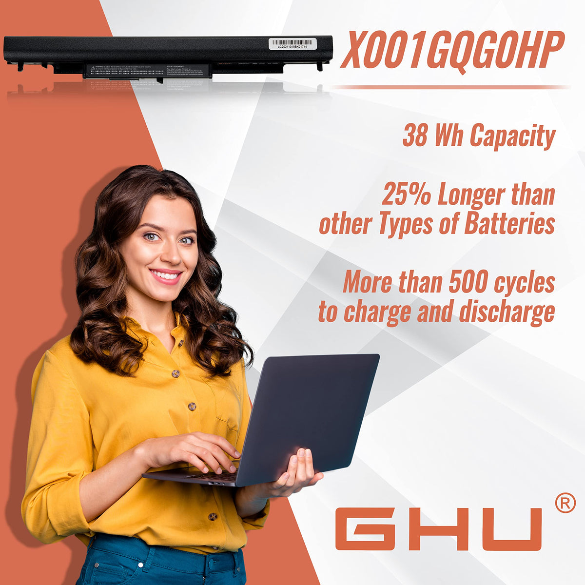 GHU HS04 38Wh battery with 500+ recharge cycles