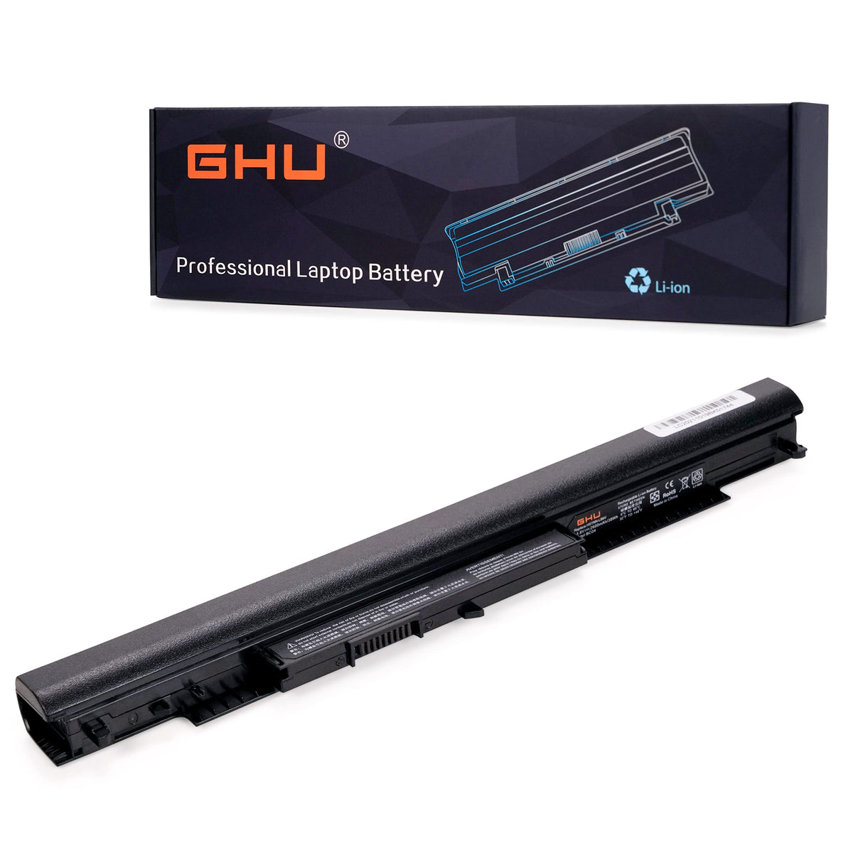 GHU HS04 38Wh battery close-up for HP Pavilion, highlighting durable design