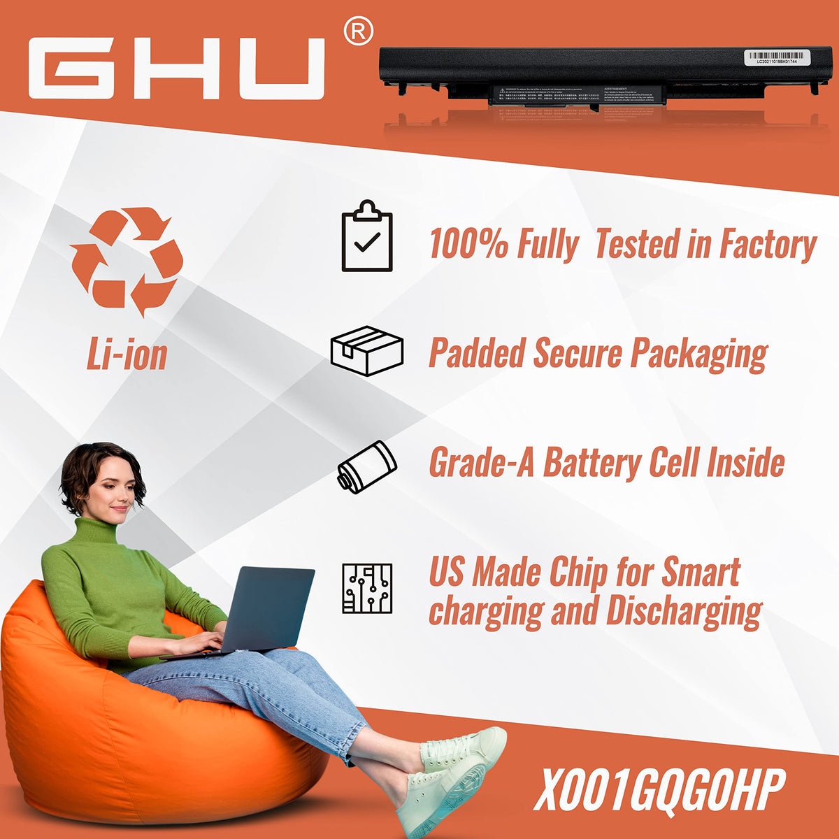 GHU HS04 38Wh battery in use with HP Pavilion