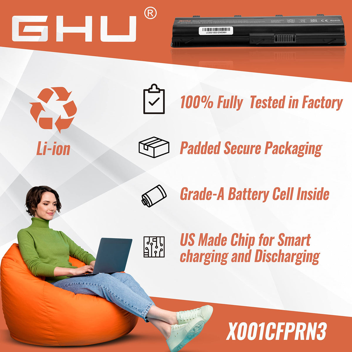 GHU MU06 58Wh capacity enables longer on-the-go productivity