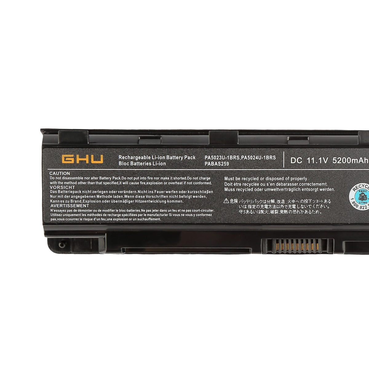GHU PA5024U-1BRS battery installed in a Toshiba laptop for replacement