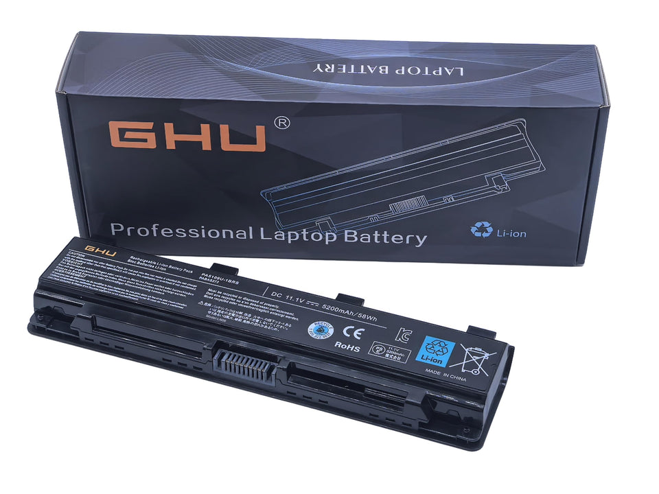 GHU PA5109U-1BRS battery front view for Toshiba laptops; reliable unplugged runtime