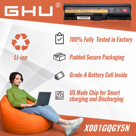 GHU battery beside a ruler showing compact size and easy laptop swap
